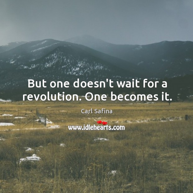 But one doesn’t wait for a revolution. One becomes it. Carl Safina Picture Quote