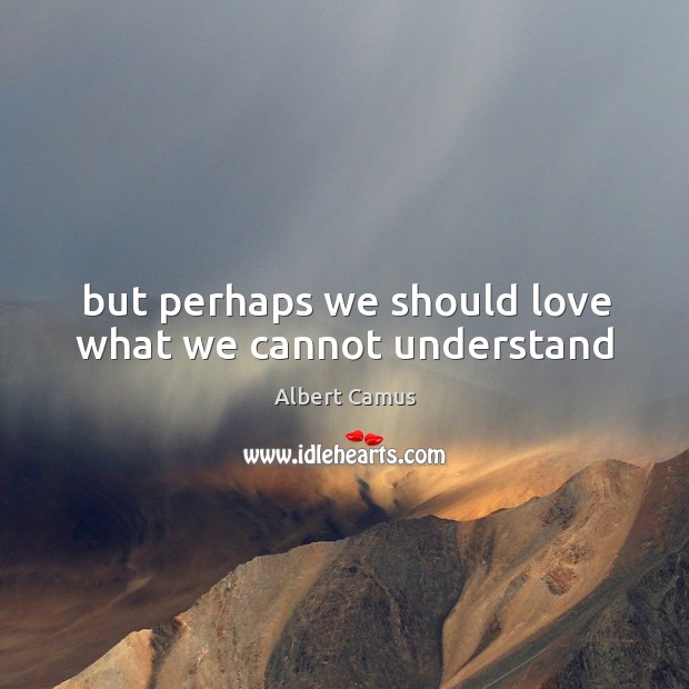 But perhaps we should love what we cannot understand Image