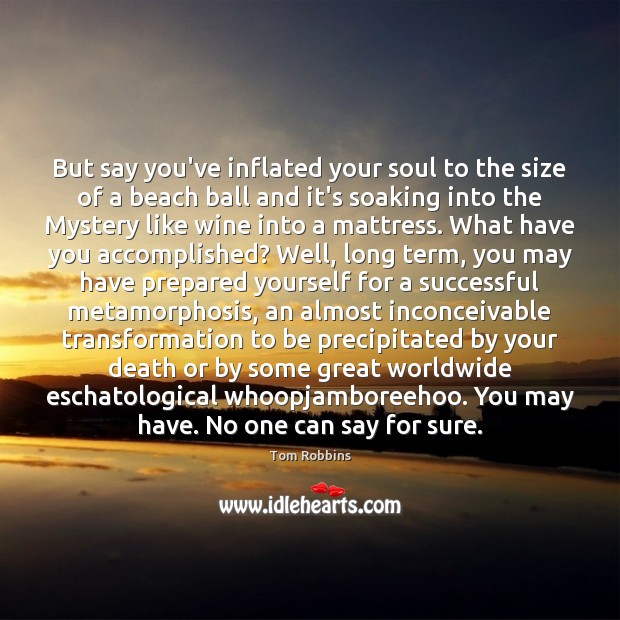 But say you’ve inflated your soul to the size of a beach Tom Robbins Picture Quote