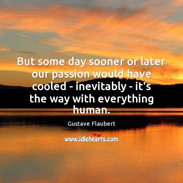 But some day sooner or later our passion would have cooled – Gustave Flaubert Picture Quote