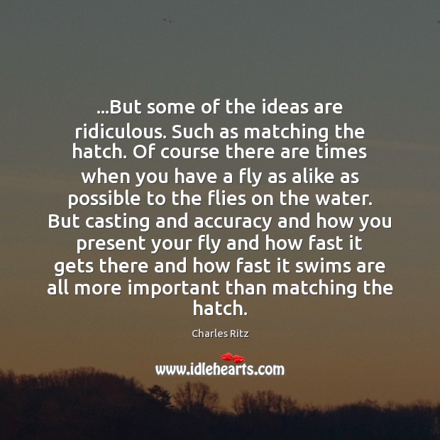 …But some of the ideas are ridiculous. Such as matching the hatch. Charles Ritz Picture Quote