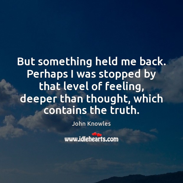 But something held me back. Perhaps I was stopped by that level John Knowles Picture Quote