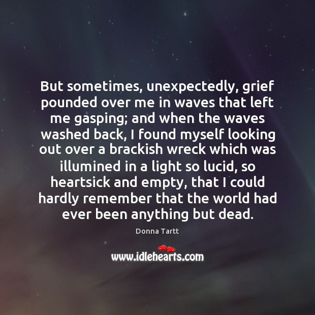 But sometimes, unexpectedly, grief pounded over me in waves that left me Donna Tartt Picture Quote