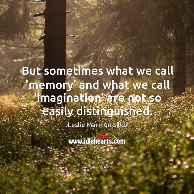But sometimes what we call ‘memory’ and what we call ‘imagination’ are Image