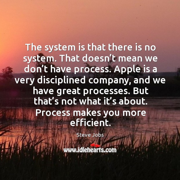 But that’s not what it’s about. Process makes you more efficient. Image