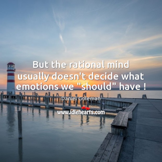 But the rational mind usually doesn’t decide what emotions we “should” have ! Daniel Goleman Picture Quote