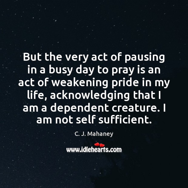 But the very act of pausing in a busy day to pray C. J. Mahaney Picture Quote