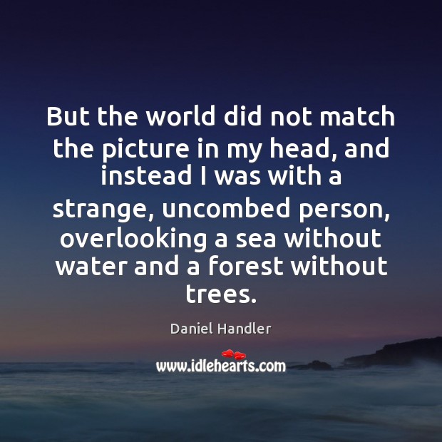 But the world did not match the picture in my head, and Daniel Handler Picture Quote