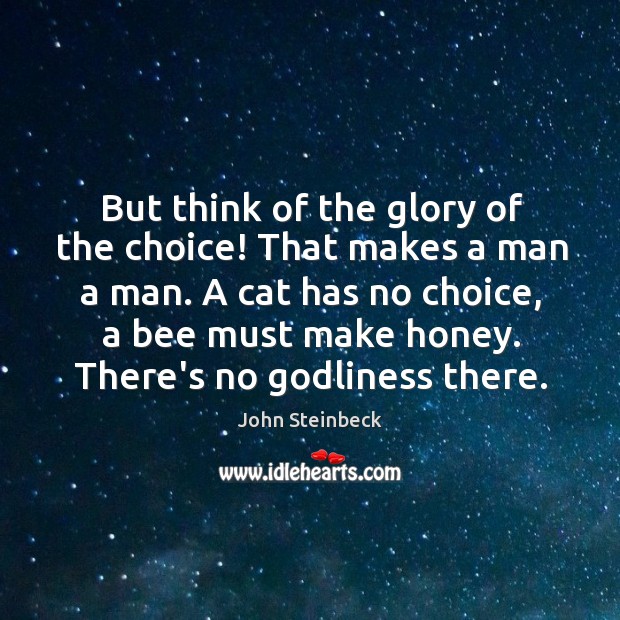 But think of the glory of the choice! That makes a man John Steinbeck Picture Quote