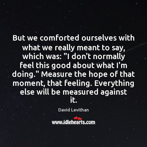 But we comforted ourselves with what we really meant to say, which David Levithan Picture Quote