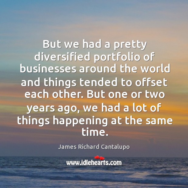 But we had a pretty diversified portfolio of businesses around the world James Richard Cantalupo Picture Quote