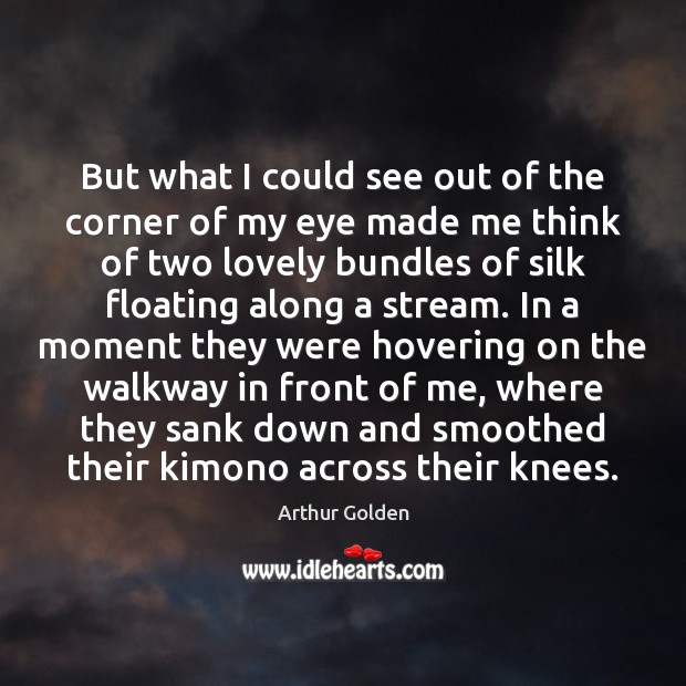 But what I could see out of the corner of my eye Arthur Golden Picture Quote