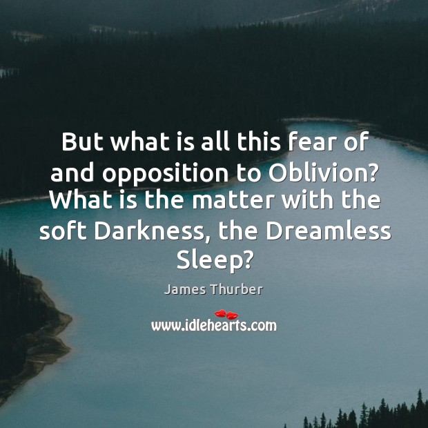 But what is all this fear of and opposition to oblivion? James Thurber Picture Quote