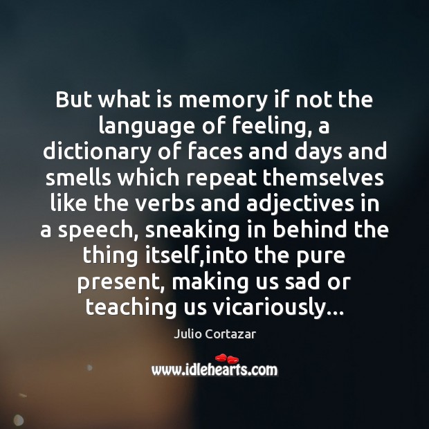 But what is memory if not the language of feeling, a dictionary Image