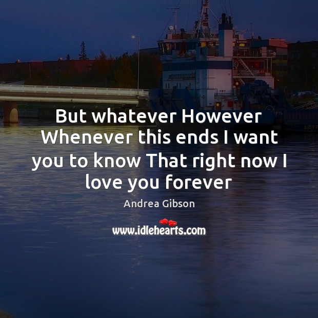 But whatever However Whenever this ends I want you to know That I Love You Quotes Image