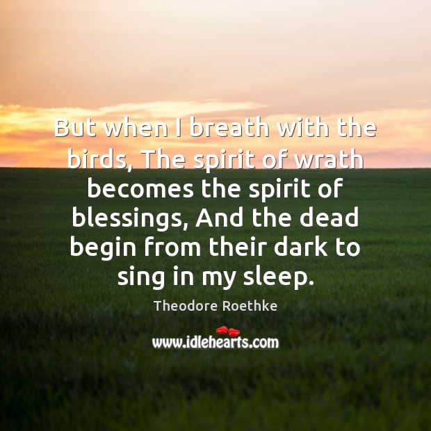 But when I breath with the birds, The spirit of wrath becomes Blessings Quotes Image