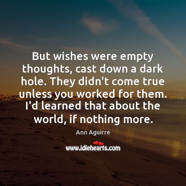 But wishes were empty thoughts, cast down a dark hole. They didn’t Ann Aguirre Picture Quote