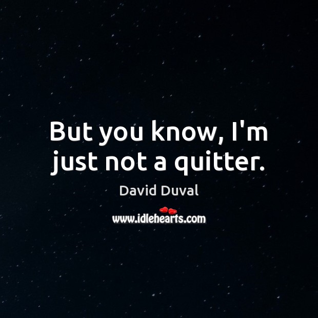 But you know, I’m just not a quitter. David Duval Picture Quote