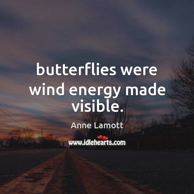 Butterflies were wind energy made visible. Anne Lamott Picture Quote