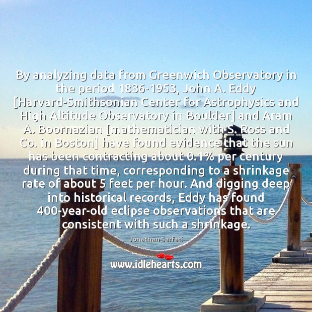 By analyzing data from Greenwich Observatory in the period 1836-1953, John A. Jonathan Sarfati Picture Quote