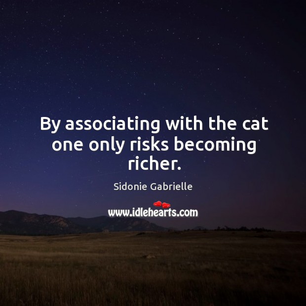 By associating with the cat one only risks becoming richer. Sidonie Gabrielle Picture Quote