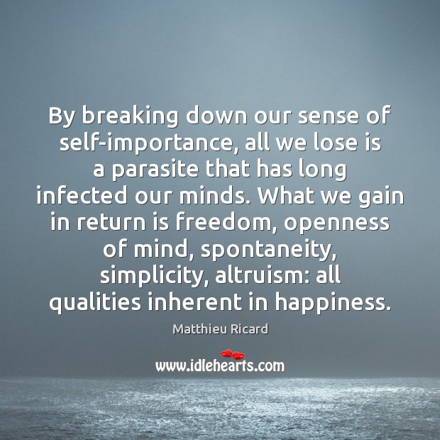 By breaking down our sense of self-importance, all we lose is a Matthieu Ricard Picture Quote