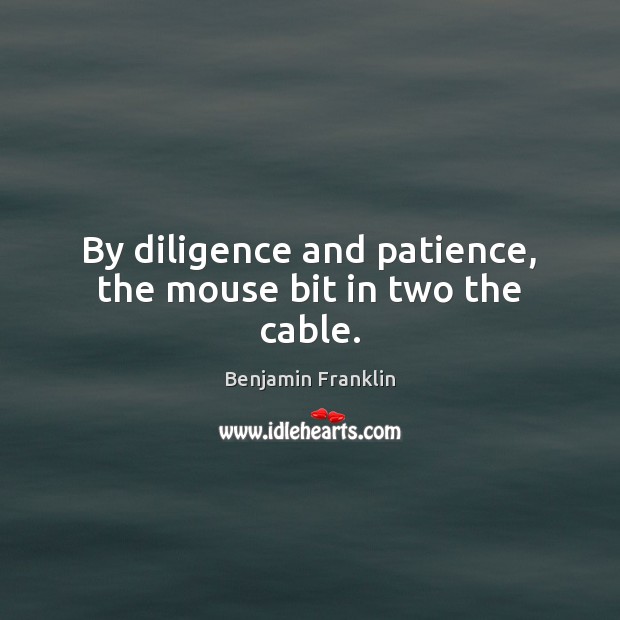 By diligence and patience, the mouse bit in two the cable. Benjamin Franklin Picture Quote