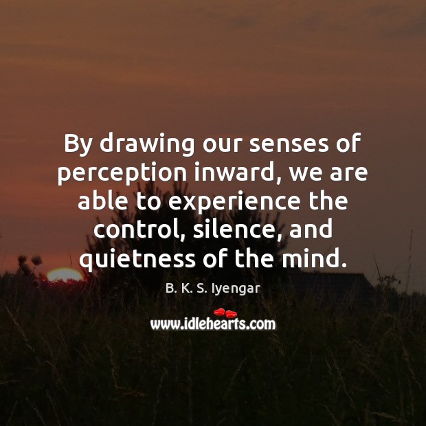 By drawing our senses of perception inward, we are able to experience B. K. S. Iyengar Picture Quote