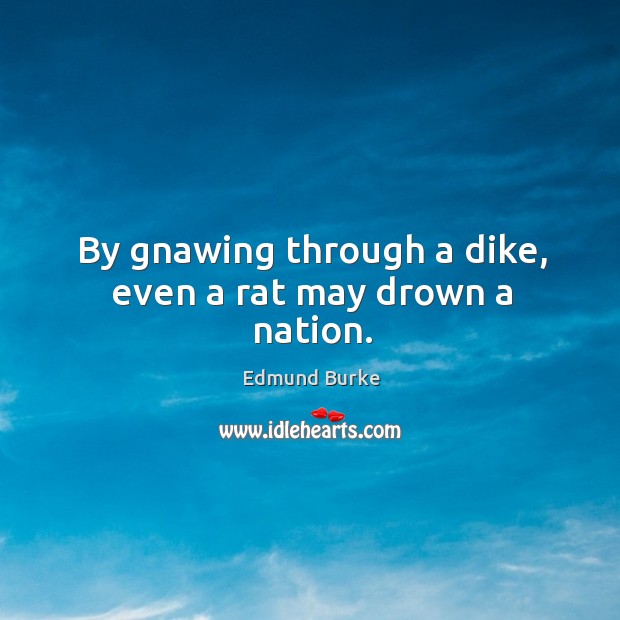 By gnawing through a dike, even a rat may drown a nation. Image