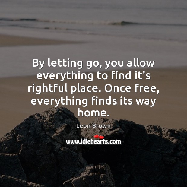 By letting go, you allow everything to find it’s rightful place. Once Letting Go Quotes Image