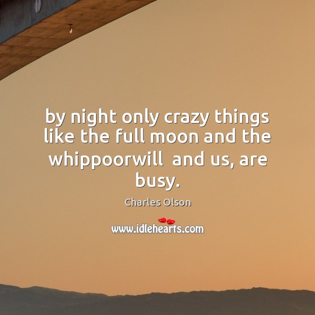 By night only crazy things like the full moon and the whippoorwill  and us, are busy. Charles Olson Picture Quote