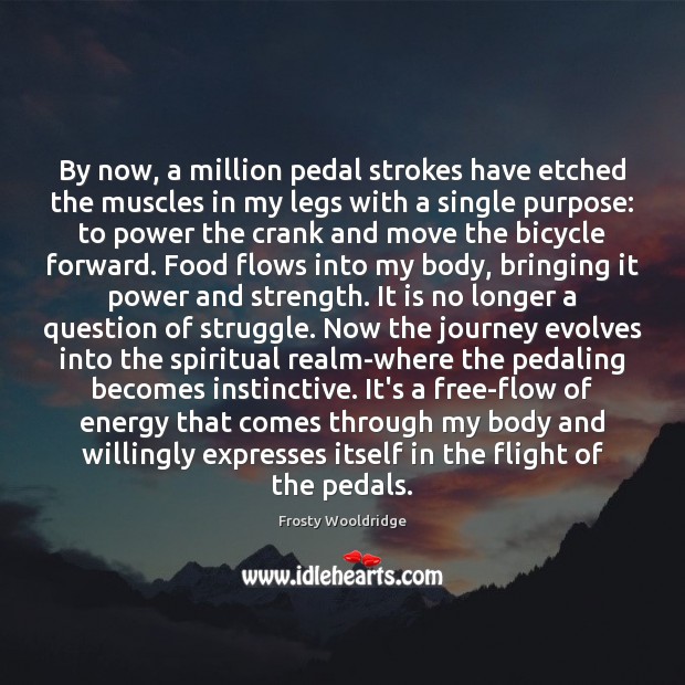 By now, a million pedal strokes have etched the muscles in my Frosty Wooldridge Picture Quote