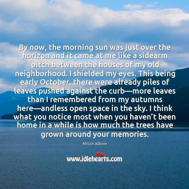 By now, the morning sun was just over the horizon and it Mitch Albom Picture Quote