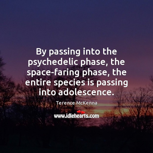 By passing into the psychedelic phase, the space-faring phase, the entire species Terence McKenna Picture Quote