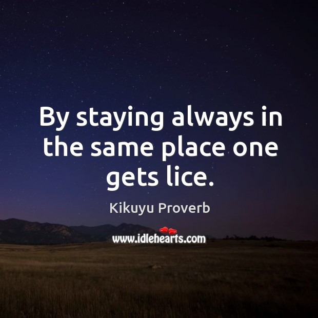 By staying always in the same place one gets lice. Kikuyu Proverbs Image