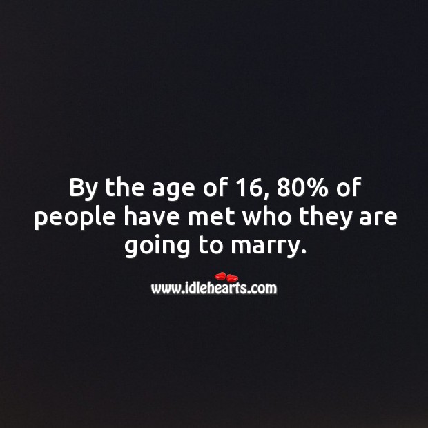 By the age of 16, 80% of people have met who they are going to marry. Image