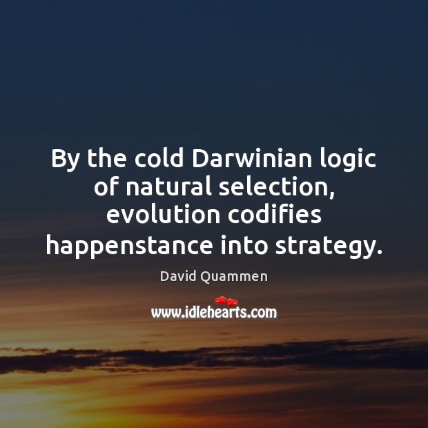 By the cold Darwinian logic of natural selection, evolution codifies happenstance into Logic Quotes Image