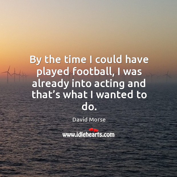 By the time I could have played football, I was already into acting and that’s what I wanted to do. David Morse Picture Quote