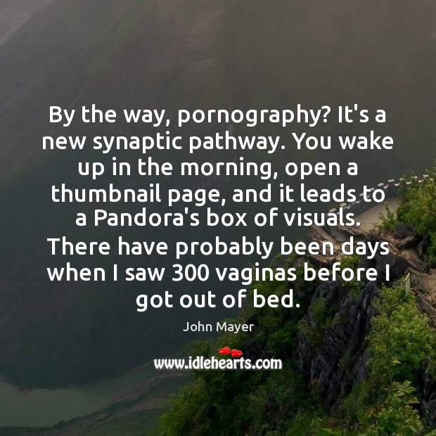 By the way, pornography? It’s a new synaptic pathway. You wake up Image