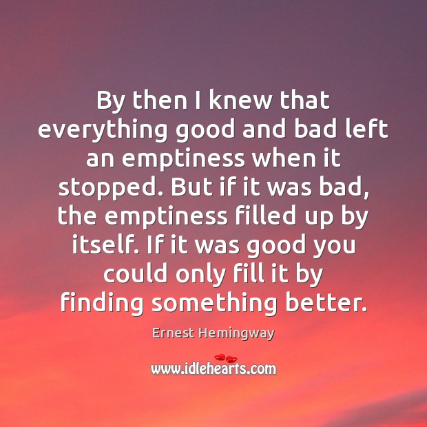 By then I knew that everything good and bad left an emptiness Image
