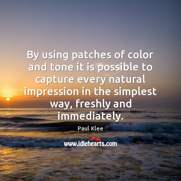 By using patches of color and tone it is possible to capture Paul Klee Picture Quote