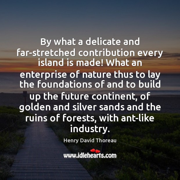 By what a delicate and far-stretched contribution every island is made! What Image