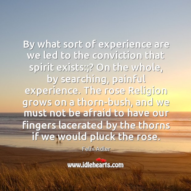 By what sort of experience are we led to the conviction that Felix Adler Picture Quote