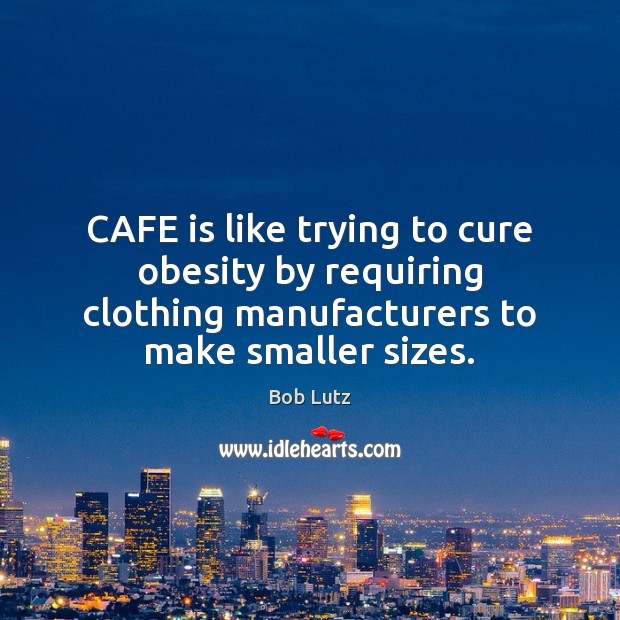 CAFE is like trying to cure obesity by requiring clothing manufacturers to Image