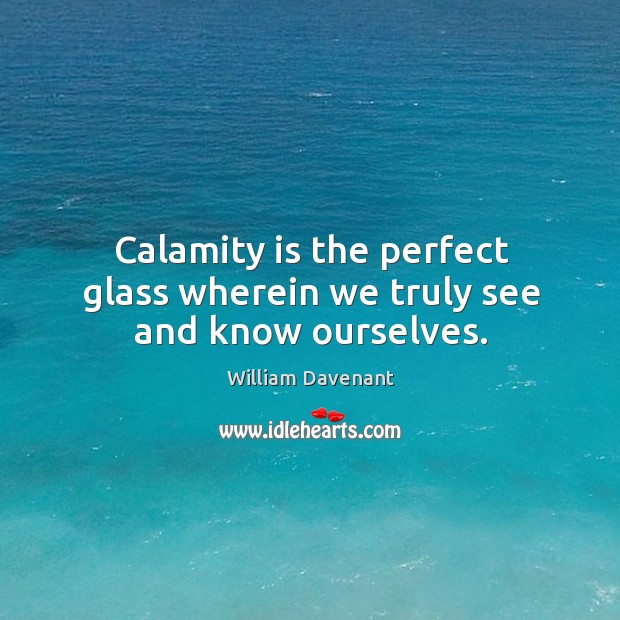 Calamity is the perfect glass wherein we truly see and know ourselves. Image