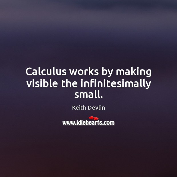 Calculus works by making visible the infinitesimally small. Keith Devlin Picture Quote