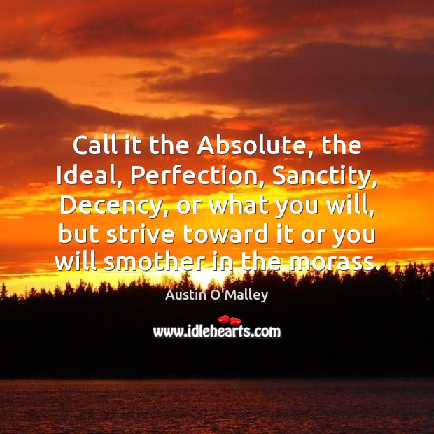 Call it the Absolute, the Ideal, Perfection, Sanctity, Decency, or what you Austin O’Malley Picture Quote