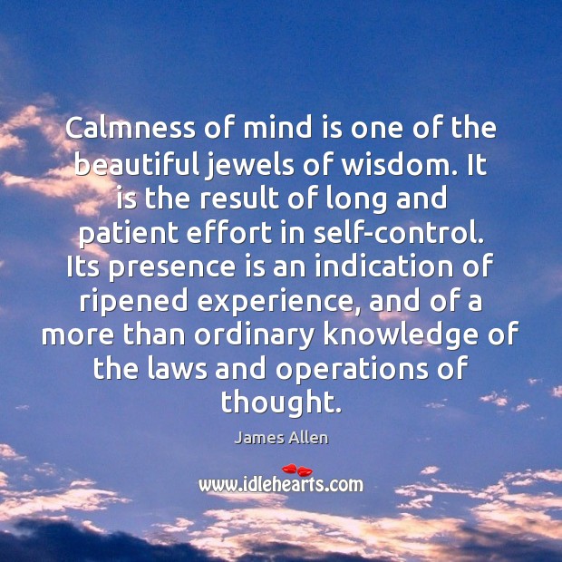 Calmness of mind is one of the beautiful jewels of wisdom. It Image