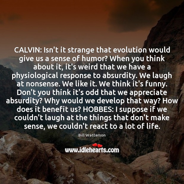 CALVIN: Isn’t it strange that evolution would give us a sense of Image