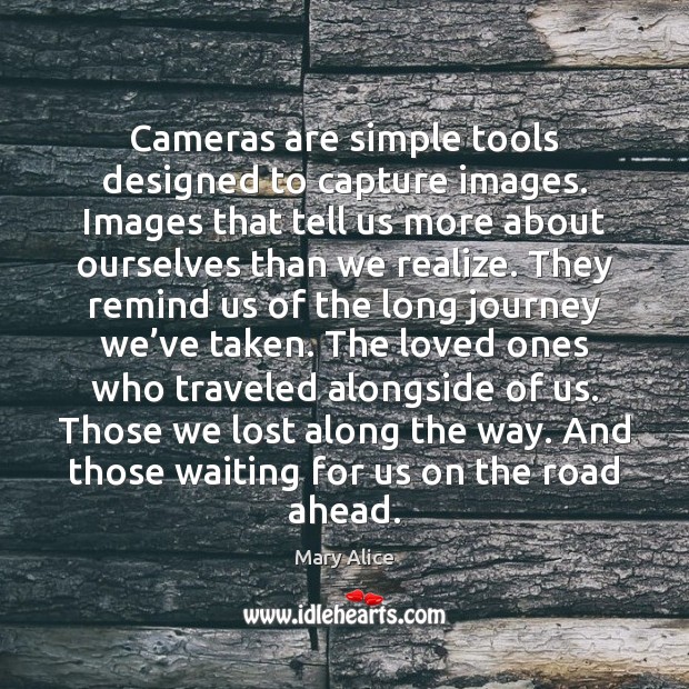 Cameras are simple tools designed to capture images. Images that tell us Mary Alice Picture Quote